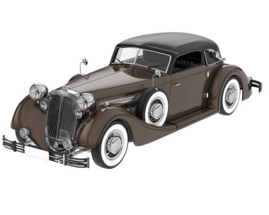 Arka planda izole edilmiş klasik araba. 3d görüntüleme - illüstrasyon