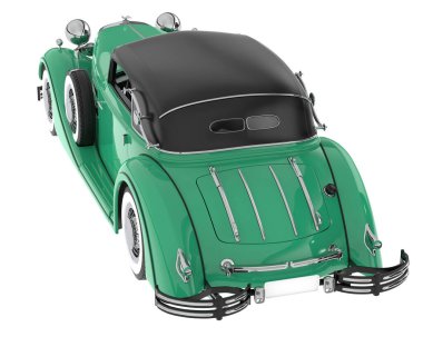 Arka planda izole edilmiş klasik araba. 3d görüntüleme - illüstrasyon