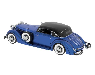 Arka planda izole edilmiş klasik araba. 3d görüntüleme - illüstrasyon