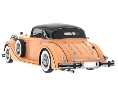 Arka planda izole edilmiş klasik araba. 3d görüntüleme - illüstrasyon