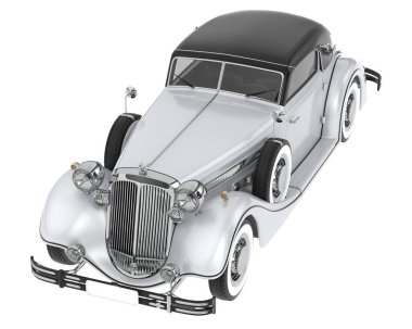 Arka planda izole edilmiş klasik araba. 3d görüntüleme - illüstrasyon