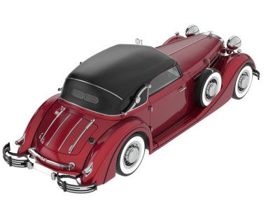 Arka planda izole edilmiş klasik araba. 3d görüntüleme - illüstrasyon