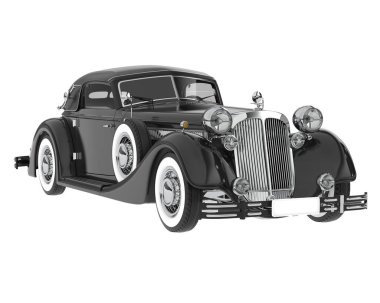 Arka planda izole edilmiş klasik araba. 3d görüntüleme - illüstrasyon