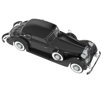 Arka planda izole edilmiş klasik araba. 3d görüntüleme - illüstrasyon