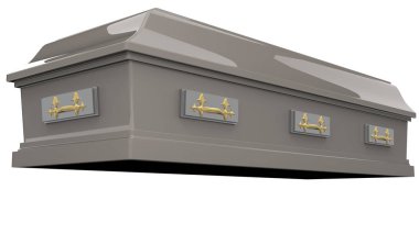 Kapalı tabut arka planda izole edilmiş. 3d görüntüleme - illüstrasyon