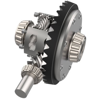 İletişim dişlisi arka planda izole edildi. 3d görüntüleme - illüstrasyon