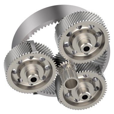 İletişim dişlisi arka planda izole edildi. 3d görüntüleme - illüstrasyon