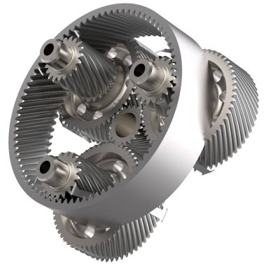 İletişim dişlisi arka planda izole edildi. 3d görüntüleme - illüstrasyon