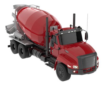 Arka planda beton karıştırıcı var. 3d görüntüleme - illüstrasyon