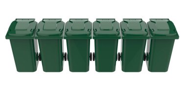 Arka planda izole edilmiş çöp kutuları. 3d görüntüleme - illüstrasyon