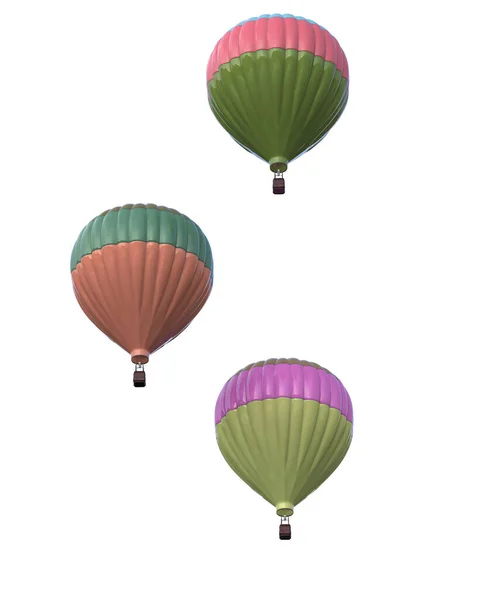 Balony Ogrzane Powietrze Odizolowane Tle Renderowanie Ilustracja — Zdjęcie stockowe