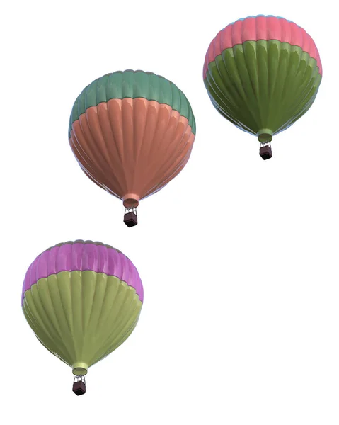 Varmluftsballonger Isolerade Bakgrunden Återgivning Illustration — Stockfoto
