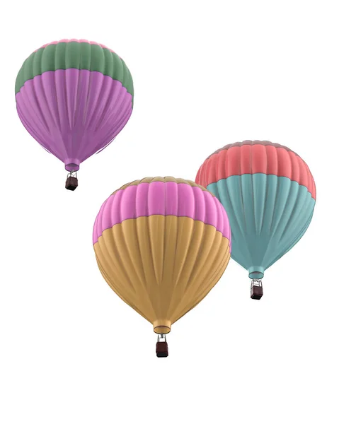 Balony Ogrzane Powietrze Odizolowane Tle Renderowanie Ilustracja — Zdjęcie stockowe