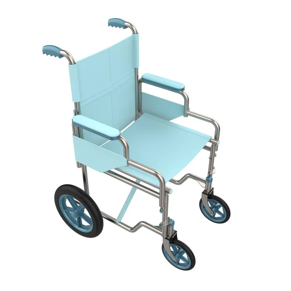 Cadeira Roda Azul Isolada Branco — Fotografia de Stock