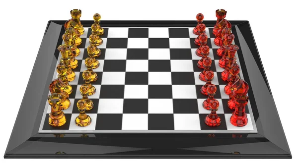 西洋棋棋盘桌子三维图解 — 图库照片