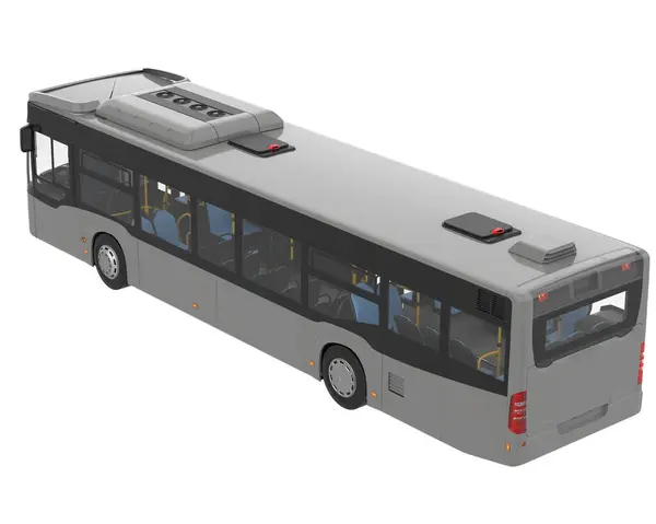 城市公共汽车在背景上与世隔绝 3D渲染 — 图库照片