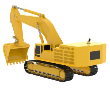 Arka planda kompakt kazıcı izole edildi. 3d görüntüleme - illüstrasyon