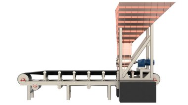 Boş taşıma bandı arka planda izole edildi. 3d görüntüleme - illüstrasyon