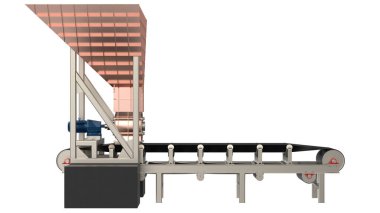 Boş taşıma bandı arka planda izole edildi. 3d görüntüleme - illüstrasyon