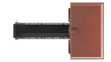 Boş taşıma bandı arka planda izole edildi. 3d görüntüleme - illüstrasyon