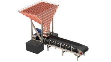 Boş taşıma bandı arka planda izole edildi. 3d görüntüleme - illüstrasyon