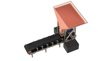 Boş taşıma bandı arka planda izole edildi. 3d görüntüleme - illüstrasyon