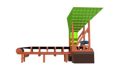 Boş taşıma bandı arka planda izole edildi. 3d görüntüleme - illüstrasyon