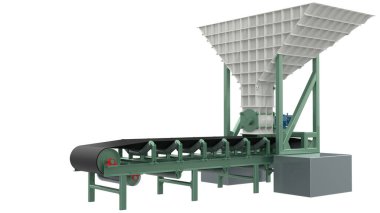 Boş taşıma bandı arka planda izole edildi. 3d görüntüleme - illüstrasyon