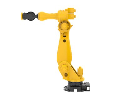 Fabrika robotu beyaz arka planda izole edildi. 3d görüntüleme - illüstrasyon
