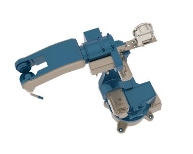 Fabrika robotu beyaz arka planda izole edildi. 3d görüntüleme - illüstrasyon