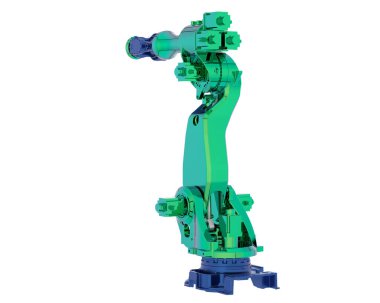 Fabrika robotu beyaz arka planda izole edildi. 3d görüntüleme - illüstrasyon