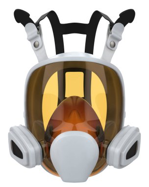 Gaz maskesi arka planda izole edildi. 3d görüntüleme - illüstrasyon