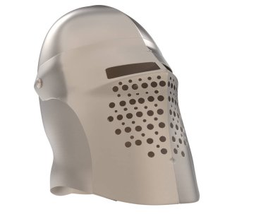 Gri arka planda izole edilmiş gladyatör kaskı. 3d görüntüleme - illüstrasyon