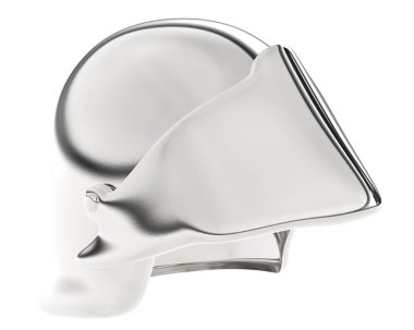 Beyaz arka planda ortaçağ miğferi