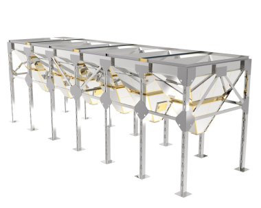 Endüstriyel huni beyaz arka planda izole edilmiş. 3d görüntüleme - illüstrasyon