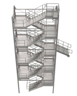 Arka planda izole edilmiş merdivenler, resimlendirilmiş 3D