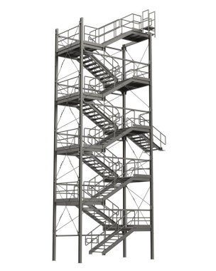 Arka planda izole edilmiş merdivenler, resimlendirilmiş 3D