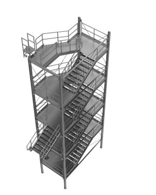 Arka planda izole edilmiş merdivenler, resimlendirilmiş 3D