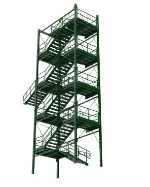 Arka planda izole edilmiş merdivenler, resimlendirilmiş 3D