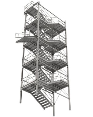 Arka planda izole edilmiş merdivenler, resimlendirilmiş 3D