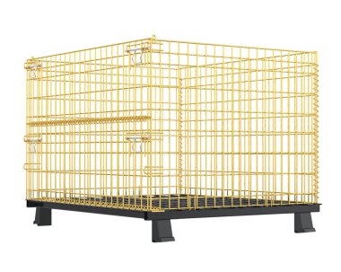 Metalik tel sepet beyaz arka planda izole edilmiş. 3d görüntüleme - illüstrasyon