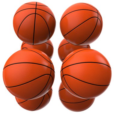Basketbol topları arka planda izole. 3D görüntüleme - illüstrasyon