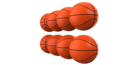 Basketbol topları arka planda izole. 3D görüntüleme - illüstrasyon