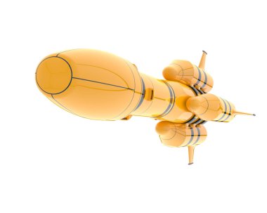 Beyaz arkaplanda bir füzenin 3 boyutlu canlandırması