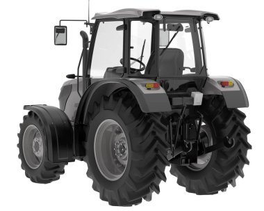 beyaz arkaplanda modern traktör, 3D resimleme