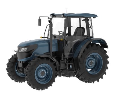 beyaz arkaplanda modern traktör, 3D resimleme