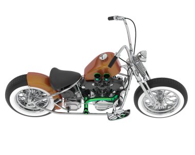 Motosiklet görüntüsü beyaz arka planda izole edildi