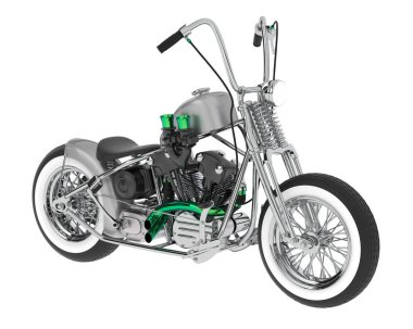 Motosiklet görüntüsü beyaz arka planda izole edildi