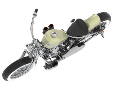 Motosiklet görüntüsü beyaz arka planda izole edildi