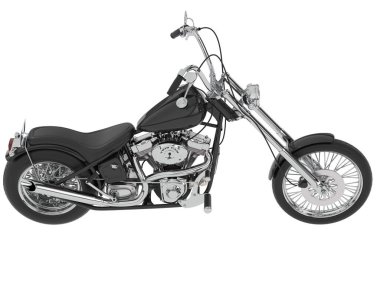 Motosiklet görüntüsü beyaz arka planda izole edildi